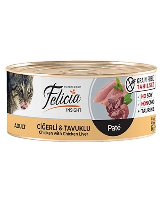 Felicia Tahılsız Ciğerli Tavuklu Kıyılmış Yetişkin Konserve Kedi Maması 1 Adet 85 Gr