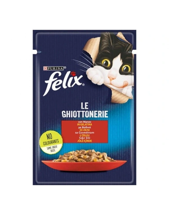 Felix Taze Sığır Etli Jöleli Pouch Yetişkin Yaş Kedi Maması 1 Adet 85 Gr