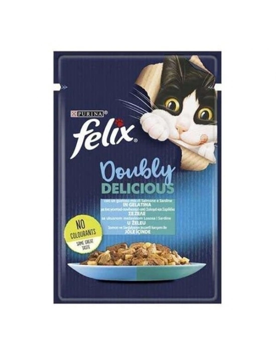 Felix Taze Somon ve Sardalya Jöleli Pouch Yetişkin Yaş Kedi Maması 1 Adet 85 Gr