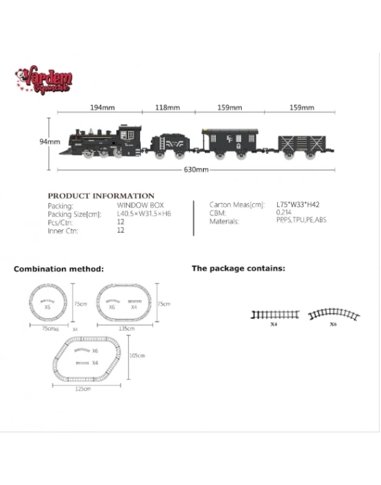 ® FF-1603C-4C IŞIKLI VE SESLİ BUHARLI TREN SETİ -VRD
