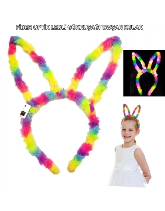 Fiber Optik LED Gökkuşağı Tavşan Kulak