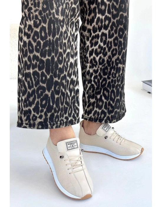 Fiert Bej Cilt Bağcıklı Spor Ayakkabı