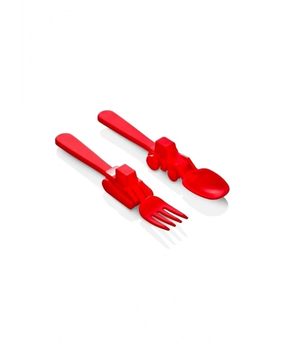 Figürlü Mama Çatal Kaşık Seti - Kırmızı