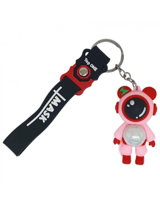 Figürlü ve Işıklı Silikon Anahtarlık -  Astronot - Pembe