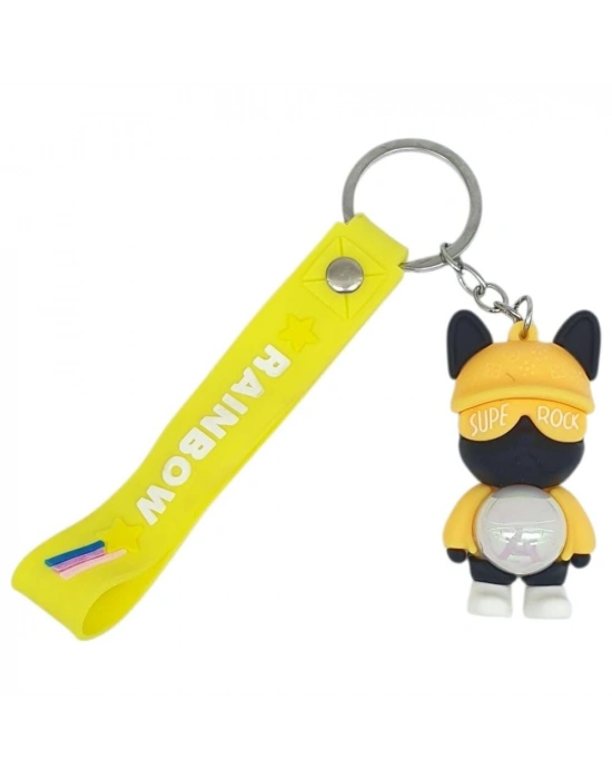 Figürlü ve Işıklı Silikon Anahtarlık -  Supe Rock - Sarı