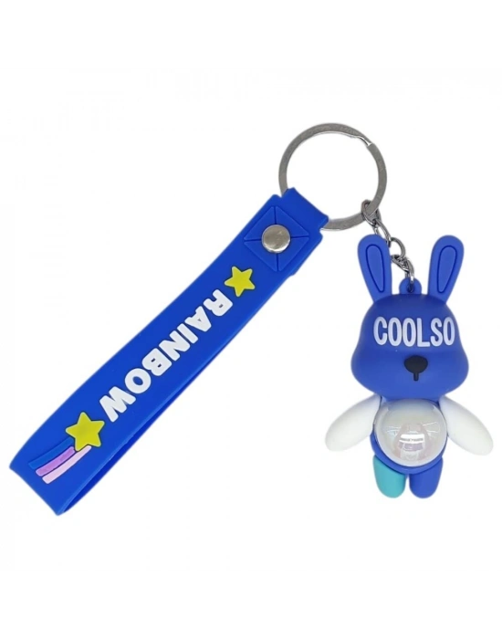 Figürlü ve Işıklı Silikon Anahtarlık -  Tavşan - Lacivert