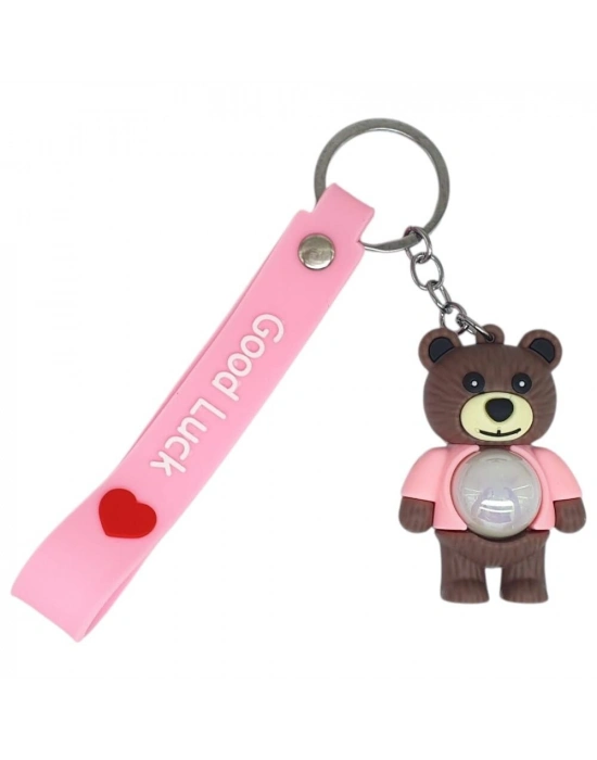 Figürlü ve Işıklı Silikon Anahtarlık -  Yogi - Pembe