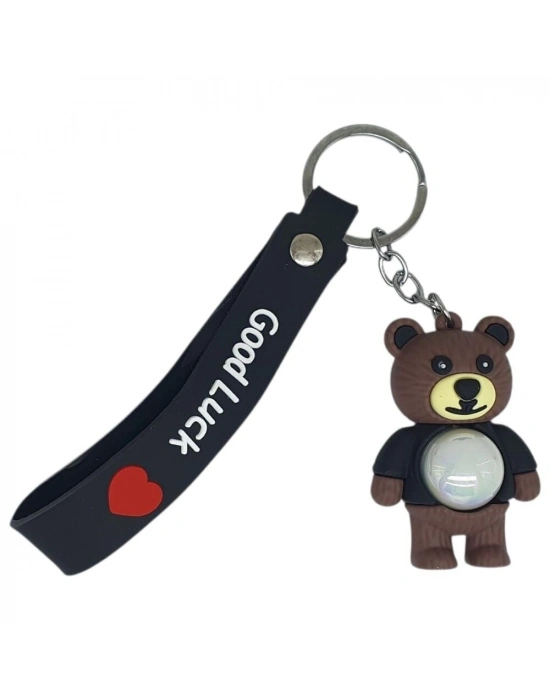 Figürlü ve Işıklı Silikon Anahtarlık -  Yogi - Siyah