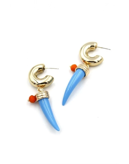 Fildişi Halka Küpe - Mavi