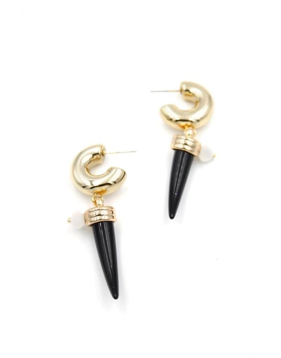 Fildişi Halka Küpe - Siyah