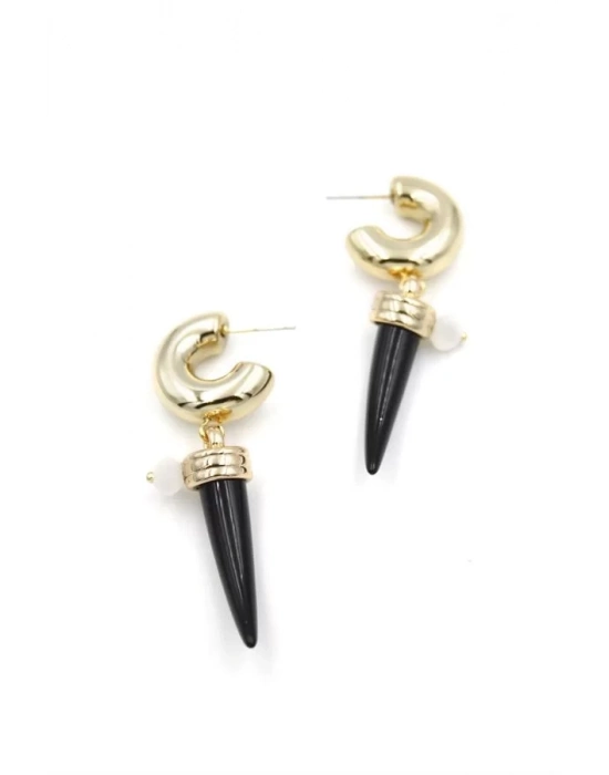 Fildişi Halka Küpe - Siyah