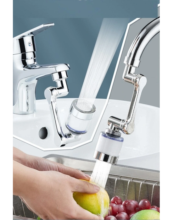 Filtreli Kireç Hapsedici Robotik Kol Musluk Başlığı - Mutfak Banyo Musluk Uzatma Aparatı Ucu