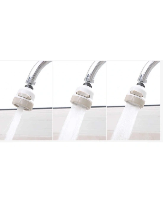 Filtreli Kireç Önleyici 360 Derece Dönen Hareketli Musluk Başlığı - 3 Fonksiyonlu - Krem