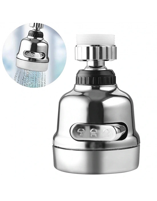 Filtreli Krom 3 Fonksiyonlu  Oynar Musluk Başlığı - 360 Derece Dönebilen