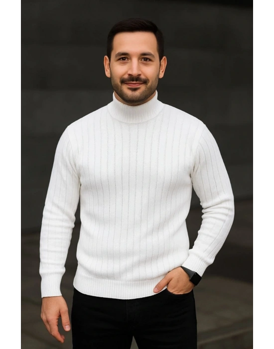 Fitilli Triko Kazak 3lÜ Set Beyaz Gri Siyah