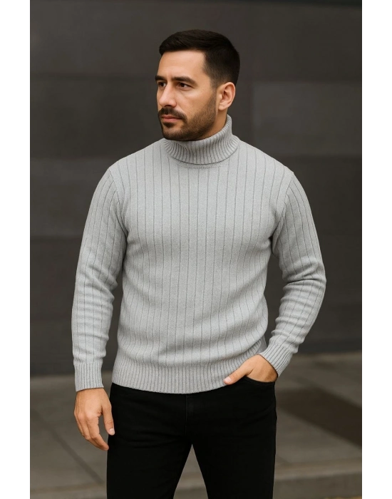 Fitilli Triko Kazak 3lÜ Set Beyaz Gri Siyah