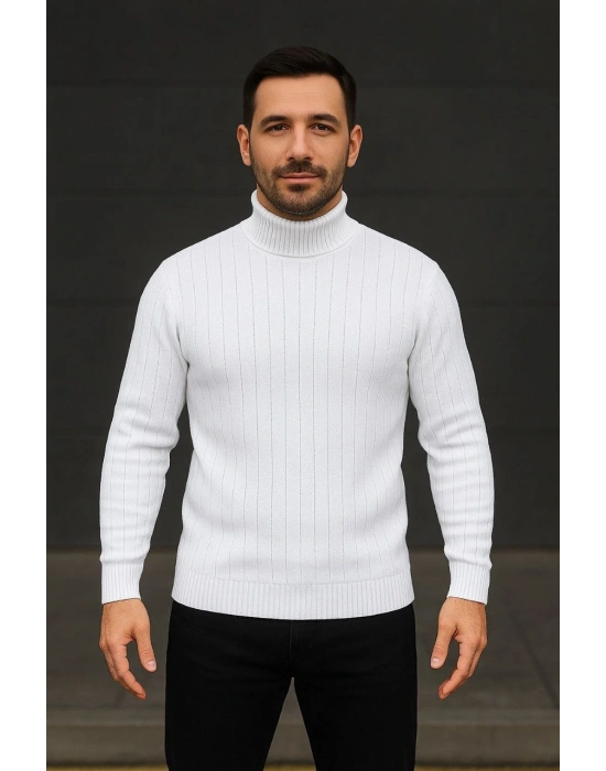 Fitilli Triko Kazak 3lÜ Set Beyaz Gri Siyah