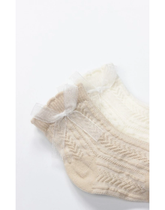 Fiyonklu Penye Soket Çorap 2li 10149 Bej