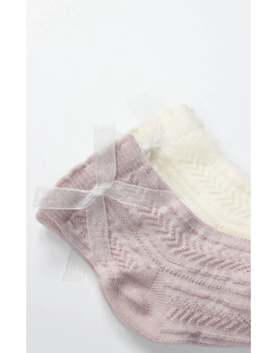 Fiyonklu Penye Soket Çorap 2li 10149 Lila