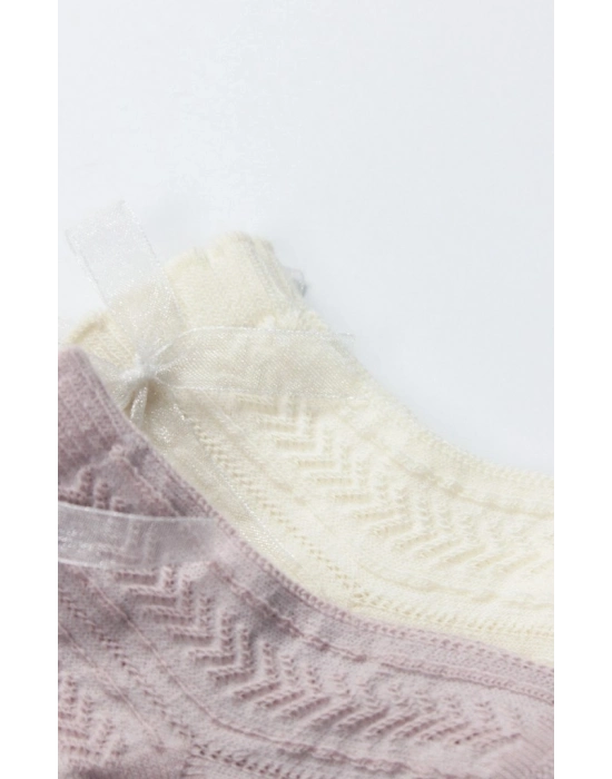 Fiyonklu Penye Soket Çorap 2li 10149 Lila