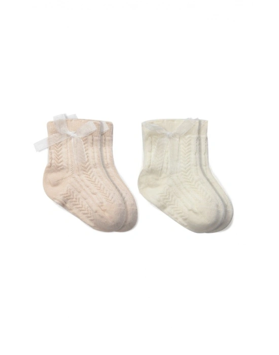 Fiyonklu Penye Soket Çorap 2li 10149 Somon