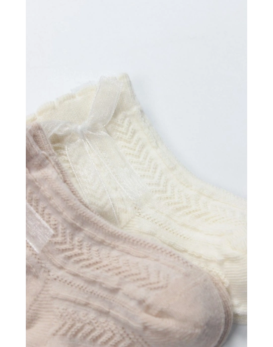 Fiyonklu Penye Soket Çorap 2li 10149 Somon