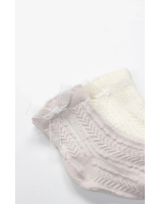 Fiyonklu Penye Soket Çorap 2li 10149 Taş