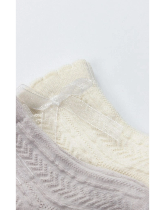 Fiyonklu Penye Soket Çorap 2li 10149 Taş