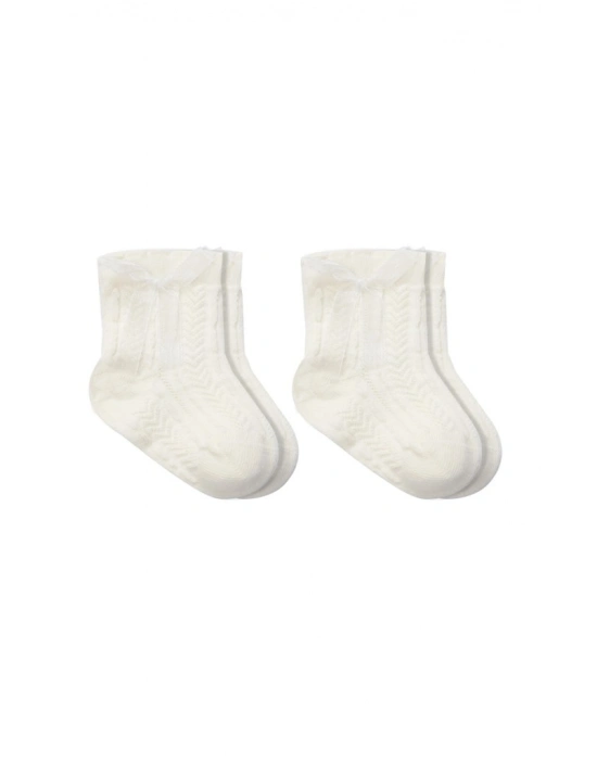 Fiyonklu Penye Soket Çorap 2li 10150 Ekru