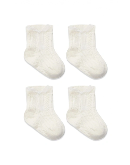 Fiyonklu Penye Soket Çorap 2li 10150 Ekru