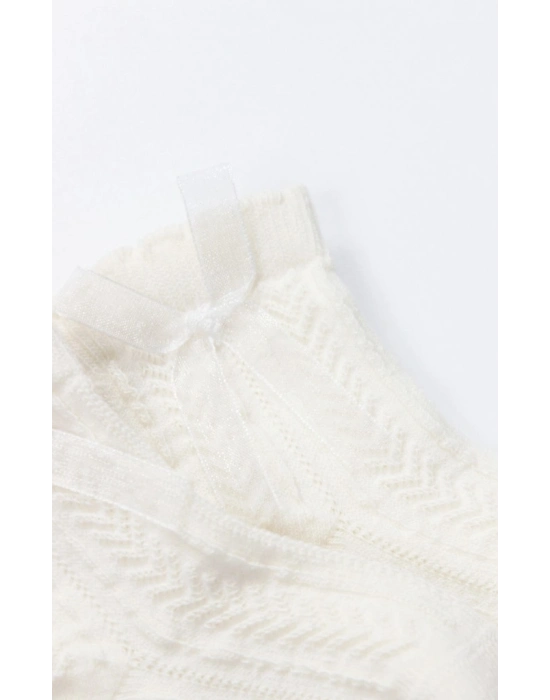 Fiyonklu Penye Soket Çorap 2li 10150 Ekru