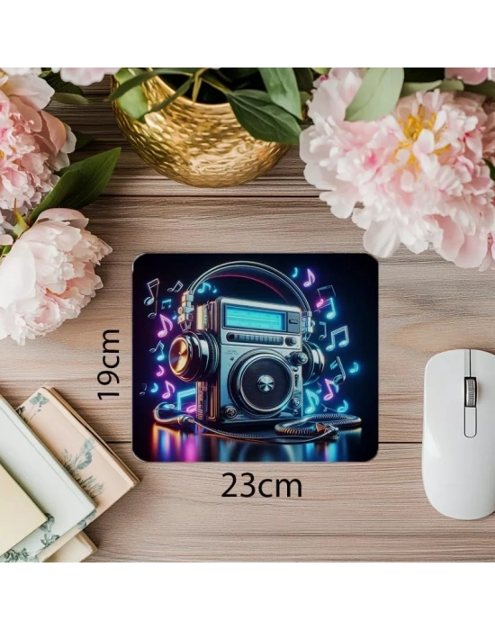 Floating Nota ve Walkman Mousepad Tasarımı - 19x23 cm 2 mm Dikdörtgen İthal Baskılı Mouse Pad