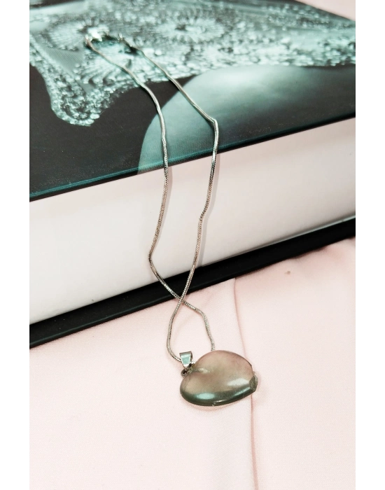 Florit Doğal Taşı Zincirli El Yapımı Kolye Uç: 2 cm Zincir: 20 cm Kutulu