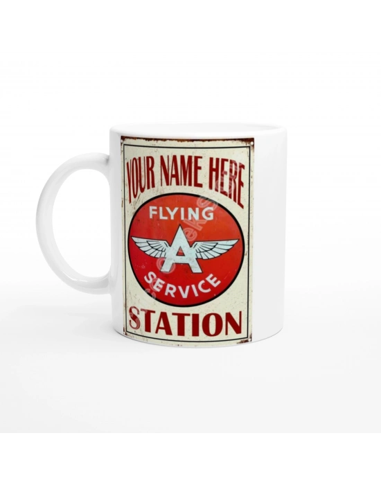 Flying A Servis İstasyonu Retro Baskılı Kupa Bardak