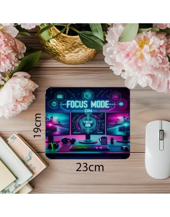 Focus Mode On Yazılı Gamer Mousepad - 19x23 cm 2 mm Dikdörtgen İthal Baskılı Mouse Pad
