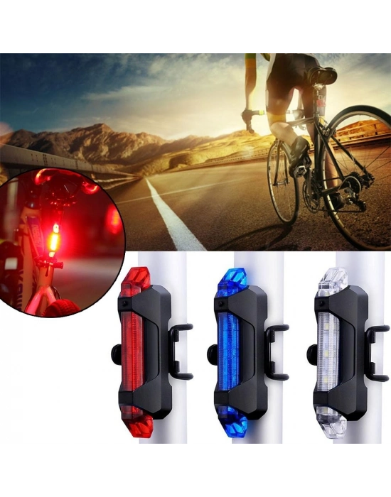 Fonksyonlu Bisiklet Arka Stop Uyarı İkaz Işığı Şarjlı 4 Modlu Lamba