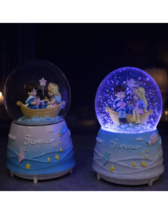 Forever Romantik Çift Figürlü Işıklı Otomatik Büyük Boy Kar Küresi