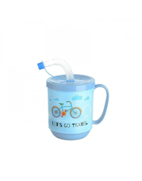 Funny Pipetli Çocuk Içecek Bardağı Desenli Bardak 350ml