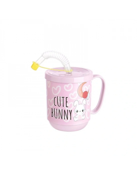 Funny Pipetli Çocuk Içecek Bardağı Desenli Bardak 350ml