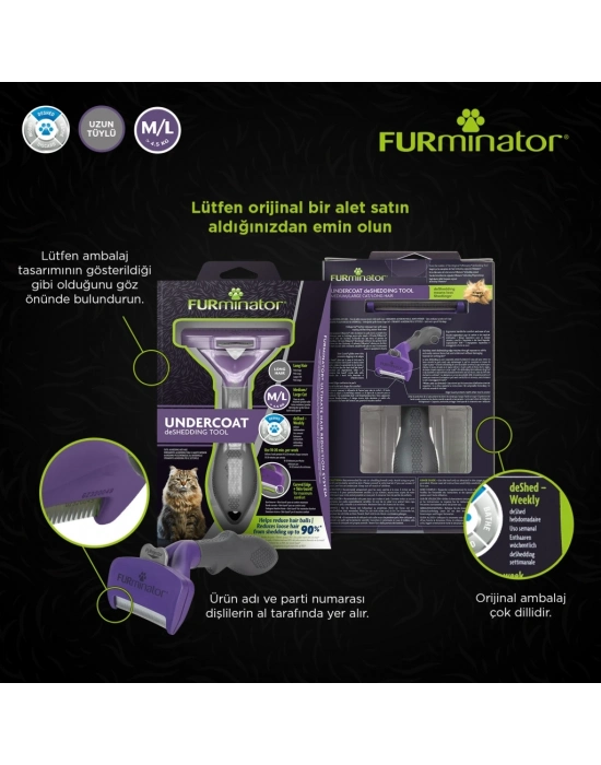 Furminator Uzun Tüylü Long Hair Kedi Tarağı 6,2cm [M/L]