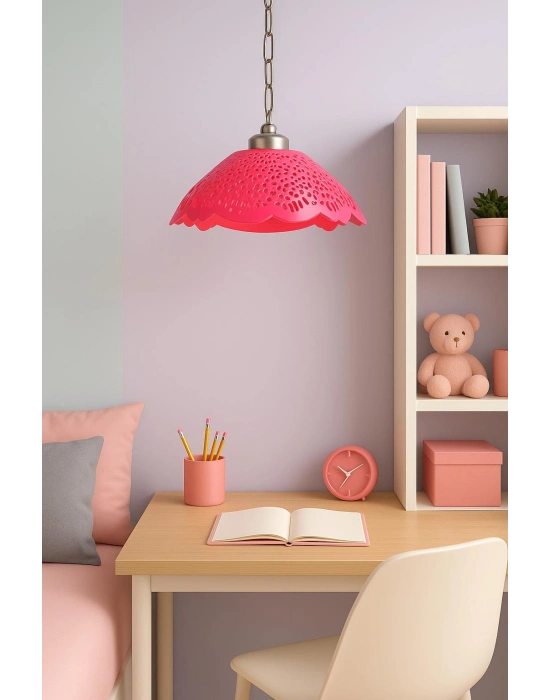 Fuşya Akrilik Avize Soft Pembe Modern Aydınlatma 35x35x12 cm