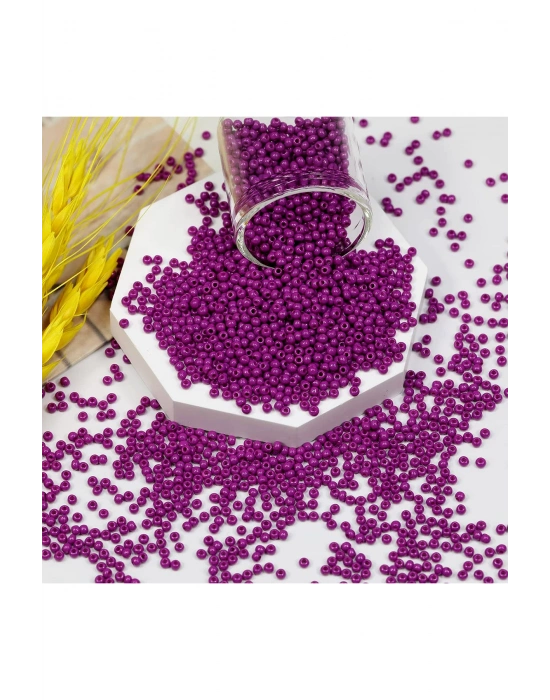Fuşya Renk 4 mm Yaklaşık 660 adet / 60 gram Cam Boncuk Oya Yazma Bileklik ve Kolye