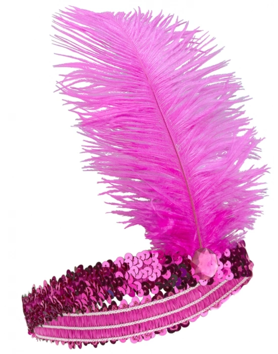 Fuşya Renk Çarliston Saç Bandı