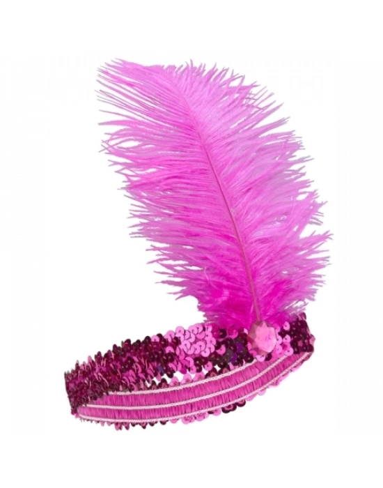 Fuşya Renk Çarliston Saç Bandı