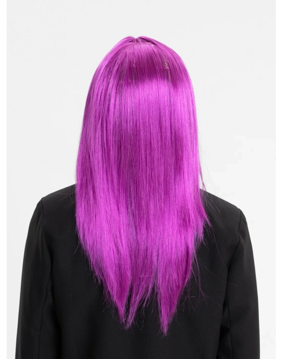 Fuşya Renk Düz Kesim Uzun Parti Peruğu Takma Saç