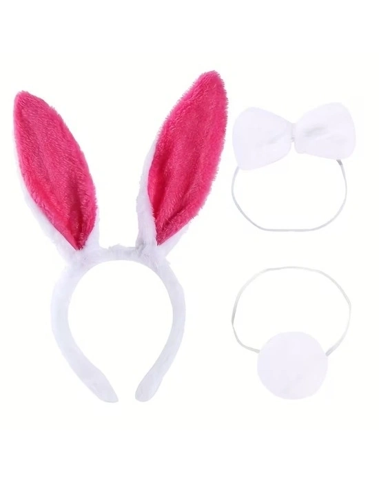 Fuşya Tavşan Kostüm Seti Kız Çocuk – Tütü Etekli 4 Parça