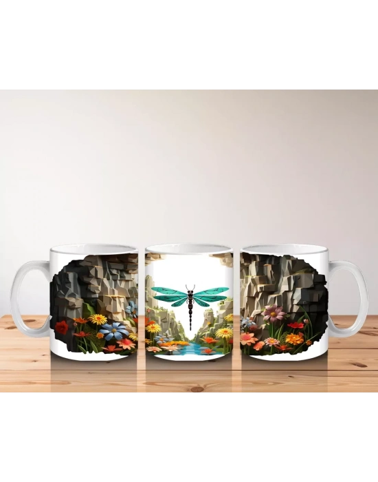 Fütüristik Mekânda Uçan Yusufçuk – Baskılı Kahve Kupası