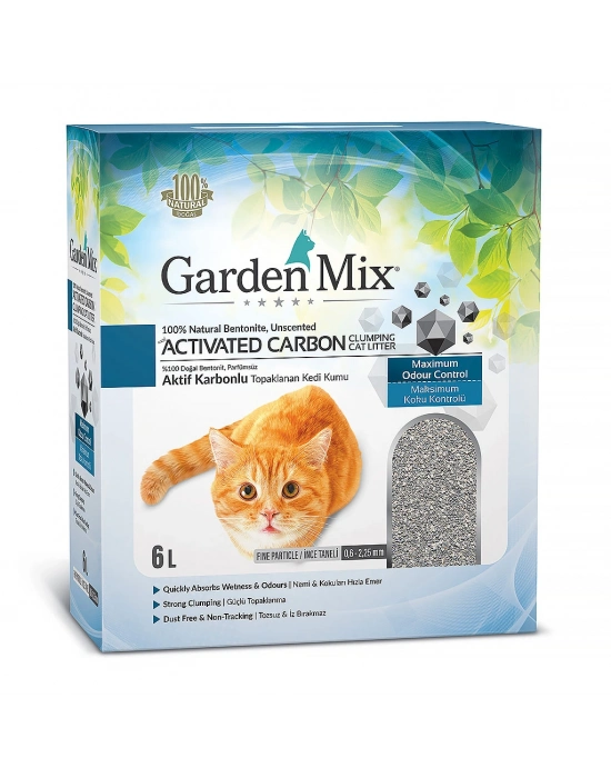 Garden Mix Aktif Karbonlu Kokusuz Kedi Kumu 6 lt