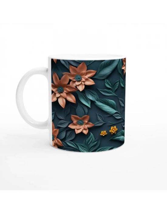 Gece Bahçesi Çiçek Desenli Kupa Bardak