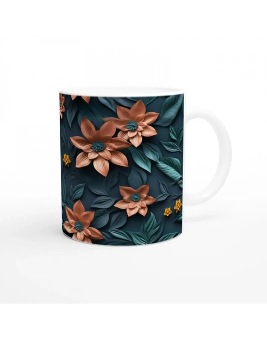 Gece Bahçesi Çiçek Desenli Kupa Bardak